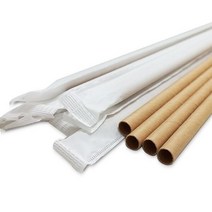 아트박스/메가커피 7mm 25cm 종이빨대 갈색 개별포장 1박스 2000개 PSF-725-WP