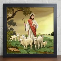 꾸밈 iw424-성경이야기예수인테리어액자 액자, 블랙-1타입-양떼