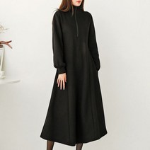 시크루즈 유숄 기모 플레어 라인 반집업 원피스 BDOE761