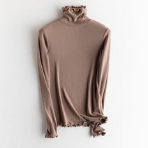 [옐리어] 여성 실크재질 보온 이너티 니트 목폴라 이너티셔츠 긴팔티 쫄티 티셔츠 겨울 신제품