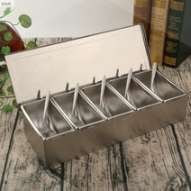 스테인리스 양념통 세트 스텐 조미료 파우더 통 스푼 4칸 5칸 6칸 업소용, 스텐양념통A, 1개