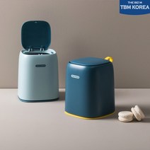 티비엠코리아 마카롱 미니 휴지통 소형 원터치 화장대 작은 책상 쓰레기통, 라이트블루