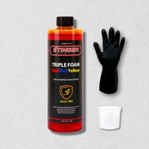 스팅거 트리플폼 컬러폼 500ml 스노우폼 프리워시 폼세차 폼샴푸 세차폼 고농축 폼건용 세제 장갑, 레드, 옵션01 스팅거 트리플 컬러폼 500ml+장갑