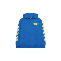 [OFF-WHITE KIDS] 남아 로고 프린트 후드 스웨트셔츠(6~10세) 블루 KOF27BRSW023BL