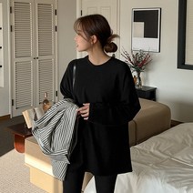 포로렌 라운드 기모 베이직 티셔츠 68233 빅사이즈 여성의류