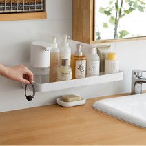 쓰리오브어스 무타공 욕실선반 화이트 인테리어 주방 정리대, 일자선반 (40cm), 1개