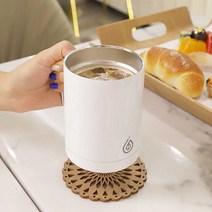 스텐 머그텀블러 350ml 화이트 손잡이 스테인리스 보온 보냉 실리콘뚜껑