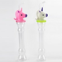 낱개 유니콘 캐릭터 슬러시 병 슬러쉬 보틀 용기 빨대 토네이도 글라스 컵 전통시장, 화이트