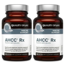Quality of Life Labs AHCC Rx Kinoko Platinum 키노코 AHCC Rx 플래티넘 면역력 강화 300mg 60소프젤 X 2병, 60 소프트젤 X 2병