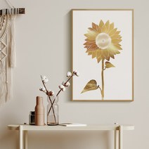 풍수아트 돈들어오는 금전운 재물복 황금 골드 사과 해바라기 클림트 거실 풍수 인테리어 그림 액자 선물, 3.금박기둥해바라기_골드메탈액자