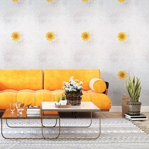 실크벽지 50cmX2.5m_접착식 포인트 단열벽지 셀프도배 부분 시공 결로 곰팡이방지 보온 인테리어 방한 방풍, 라이즈 노란해바라기