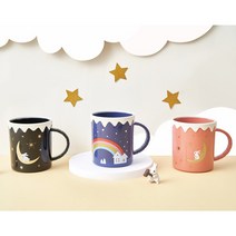 이즐비 캐릭터 레인보우 토끼 머그컵 홈 물컵 우유컵, 스타 블루 레인보우 컵, 300-400ML