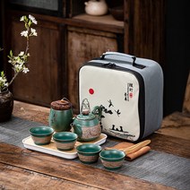 Panlovtea cj659845 전통 다도세트 다도세트 전통찻잔세트 휴대용다도세트 휴대용다기, 연두색