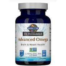 가든 오브 라이프 닥터 포뮬레이티드 어드밴스드 오메가 1290 mg 시트러스 맛 60개 소프트 젤 DHA + DPA 베스트 오메가