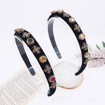 멀티 오로라 큐빅 벨벳 헤어밴드 화려한 머리띠