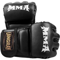 LangRay 오픈 핑거 글로브 권투 장갑 MMA 종합 격투기 무에타이 가라테 태권도 등 트레일링용 맨즈 레이디스