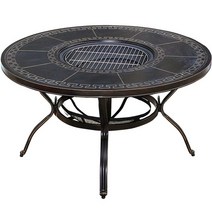 야외 바비큐 숯불 테이블 화로 마당 하향식 로스타, 코로나 의자 6개 + 120CM 숯테이블