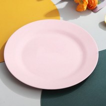 25cm 접시 식기류 밀짚 접시 깨지지 않는 경량 디너 플레이트 재사용 가능한 플라스틱 플레이트 세트 세트 디너 플레이트, 분홍색