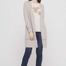 올리비아로렌 봄신상 골조직 메탈 배색 롱가디건_VOB BCWS1111 BE 423221