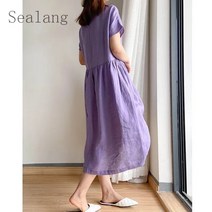 [Sealang]여성 롱 면 마 원피스 빅사이즈 여름 GF3YANF307