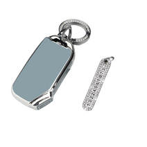 키에티 기아 신형 5버튼 스마트 차 키케이스 키홀더 + 분실방지 큐빅 전화번호판, 그레이 실버라인, KN02