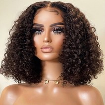 레이스 가발 brazilian deep wave frontal wig human hair wigs short wigs human hair jerry curl 밥 가발 wig, 5x5x1 클로저 가발, 8인치, 150