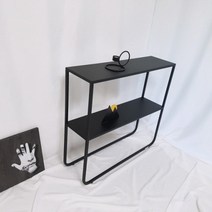 코지코티지 철제 슬림 콘솔 화장대 2단 콘솔, 블랙