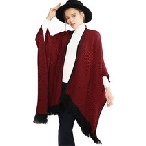 RIIQIICHY 여성용 겨울 따뜻한 카디건 판초 케이프 담요 오버사이즈 스웨터 코트 가디건 숄 랩 파시미나 흑백