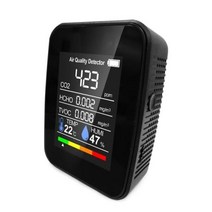 이산화탄소측정기 CO2측정기 검출기 TVOC HCHO 실내 대기질 온도 및 상대 습도 모니터링 모니터, Black