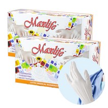 [케이솔루션] 라텍스 진료용 장갑 L (대형) 화이트 100매 (최신상품), 2개