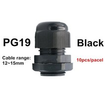 케이블글랜드 방수 케이블 글 랜드 ip68 케이블 와이어 항목 10pcs pg7 3-6.5mm pg9 pg11 pg13.5 pg16 pg19 pg21 나일론 플라스틱 케이블, pg19 블랙