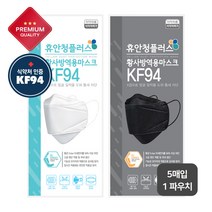 휴안청 휴안청플러스 KF94 식약처인증 마스크 대형 100매 (5매입) 블랙 화이트, 휴안청플러스 블랙