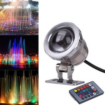 led투광등 투광기 RGB 수중 LED 스포트 라이트 플러드 + 컨트롤러 10W 15W 색상 변경 램프 IP68 방수 연못, 은, 15W AC DC 12V