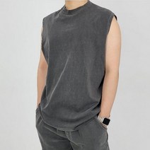 레어코드 데일리 머슬핏 면 피그먼트 투타입 루즈핏 나시 티셔츠