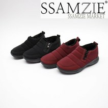 신발통 쌈지 여성용 겨울 털 기모 안감 옆지퍼 패딩 스웨이드 슬립온 운동화 방한화 단화 스니커즈