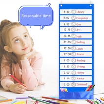 폴더블 투명 포켓 차트 표시 홈러닝 삽입 카드 홈 스케줄링 강의실 카드 가방, Schedule Pocket Chart