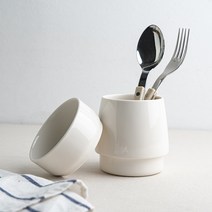 시라쿠스 메이플 물빠짐 도자기 수저통, 1P, 화이트