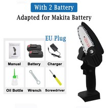 충전식전기톱 Makita 배터리 사용 무선 목공 전기 체인톱 550W 목재 가지치기 벌목용 충전식, 05 With 2 battery EU