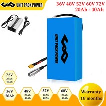 전동킥보드배터리 48V 60V 72V 40Ah Ebike 배터리 팩 52V 36V 20AH 전기 자전거 Escooter 8650 350W 500W 750W 000W 1 800W 2, CHINA