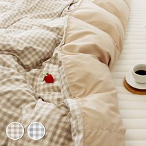 [아토앤알로] 깅엄체크 모달 코튼 이불커버 S/SS, 색상:모달 깅엄체크 이불커버(SS)_베이지