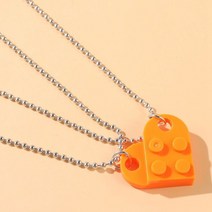 체인블럭 레바블럭 윈치 이동식 체인 차량용 호이스트 2Pcs 사랑 심장 빌딩 블록 펜 던 트 목걸이 커플 우, 25 SXL1836