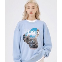 오드스튜디오 월드 디지털 프린팅 맨투맨 티셔츠 스카이블루