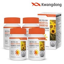 광동생활건강 광동 활성 비타민D3 2000IU 츄잉정 레몬맛 60정 4병 8개월분 아연 비타민E, 단품