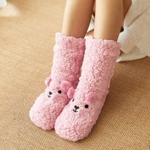 단델리온 여성용 뽀글이 롱 곰돌이 수면양말