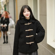 시리즈 혼 버튼 센 시리즈 일본 양모 코트 여성 겨울 작은 복고풍 홍콩 풍미
