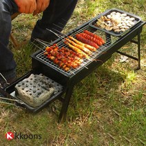 야외 캠핑용 바베큐 그릴 접이식 사각 화로대 60cm, 사각캠핑그릴