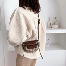 여성 가을빈티지 캐주얼무드 체크 크로스 미니 숄더백