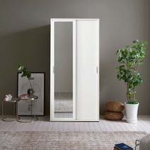 모노800슬라이딩 옷이불장 800원룸장 옷수납장, 거울옷장, 연그레이