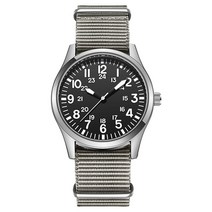 스포츠시계 공군 필드 워치 패브릭 스트랩 24 시간 디스플레이 일본 쿼츠 무브먼트 42mm 다이얼