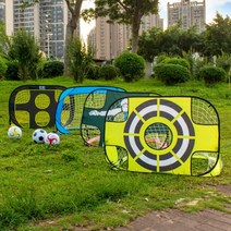 실내축구골대 휴대용 어린이 미니골대 그물 슈팅 훈련 접이식 체육교실 아카데미 실내축구장, 그린 과녁형 1개+공 풀세트